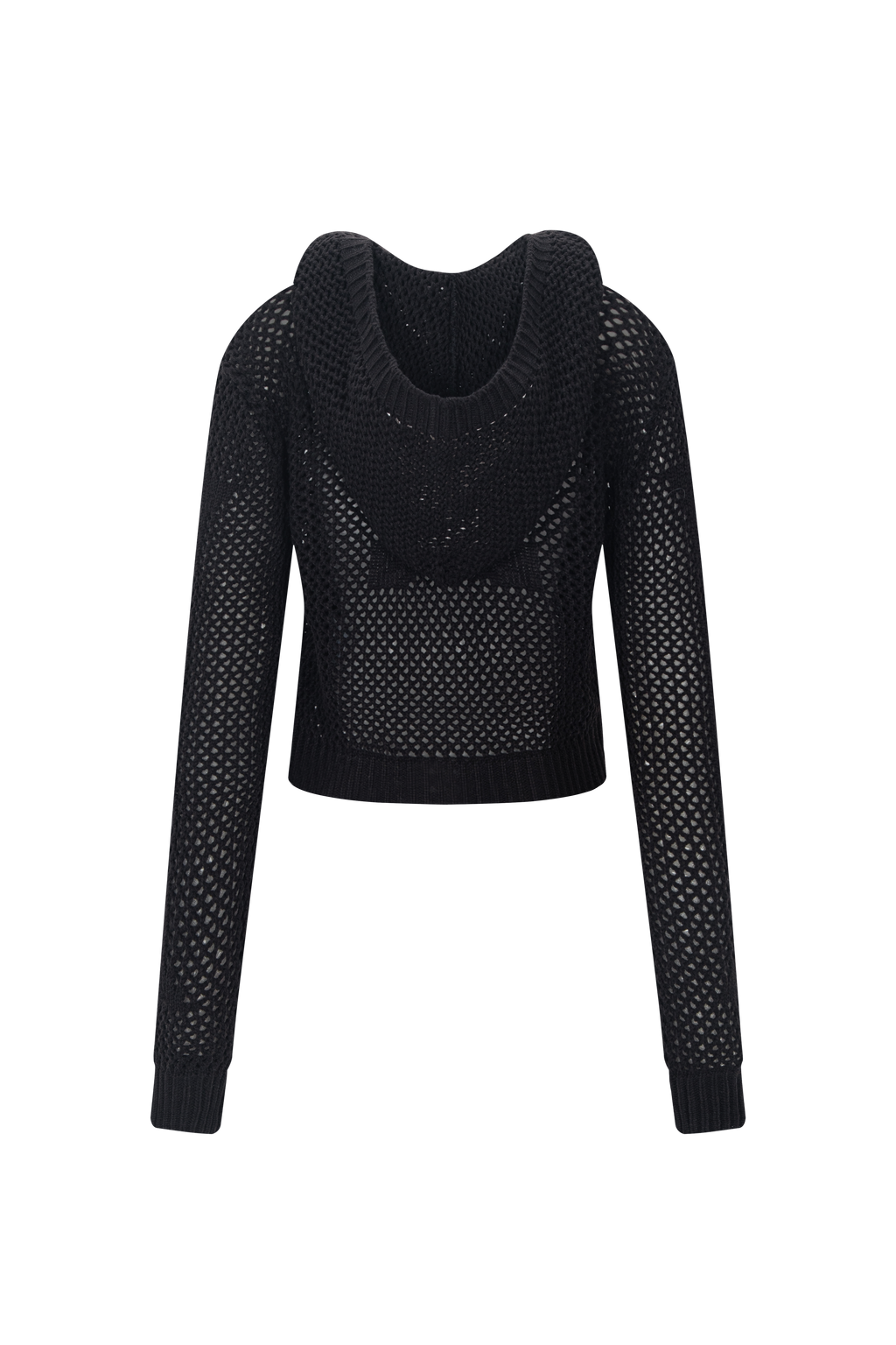 Open Knit Hoodie(Short) _ BLACK