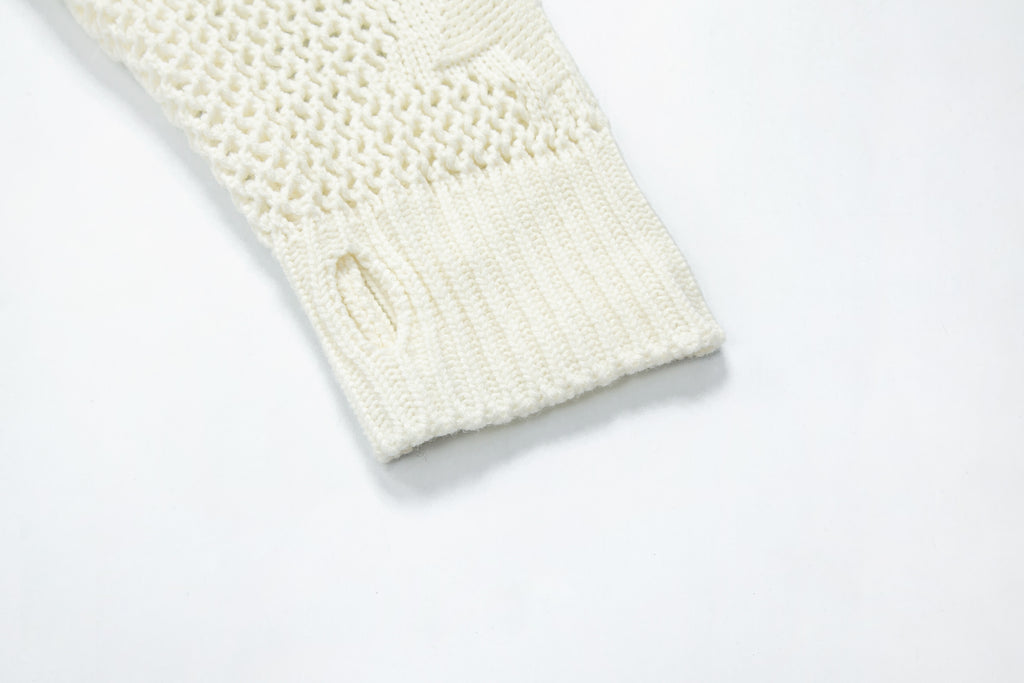 Open Knit Hoodie(Long) _ IVORY