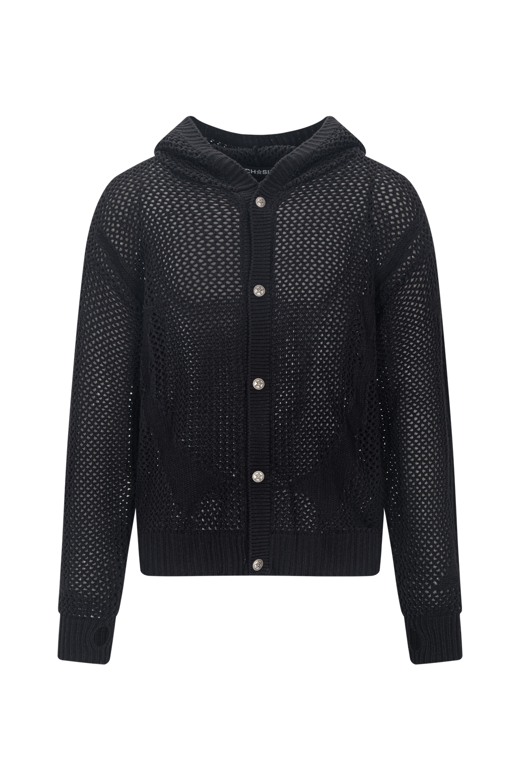 Open Knit Hoodie(Long) _ BLACK