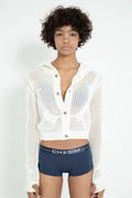 Open Knit Hoodie(Short) _ IVORY
